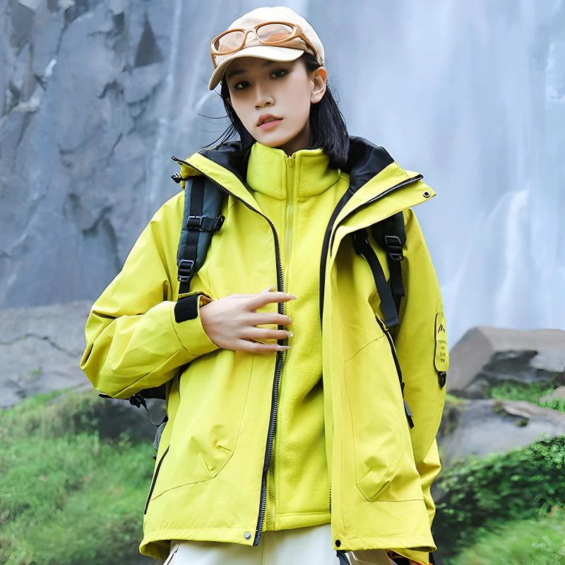 秋冬三防情侣旅行户外休闲加绒三合一冲锋衣加厚登山防水防风保暖