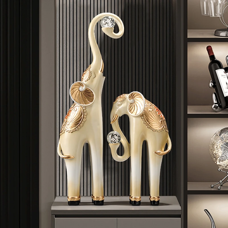 入户门玄关招财大象摆件家用旺宅客厅办公室电视柜高端艺术装饰品