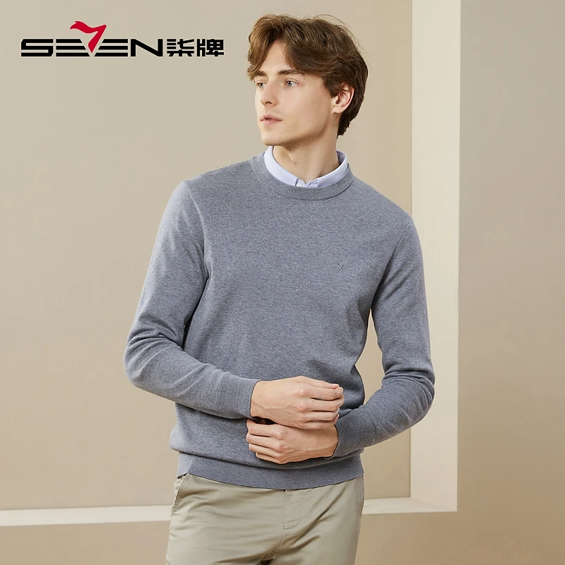 【可机洗含羊毛针织衫】柒牌毛衣休闲羊毛抗静电保暖毛衫125Y70060