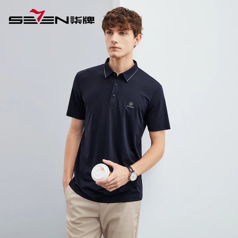 【针织高弹】柒牌polo衫男短袖2023夏季薄款商务休闲中青年高弹舒适
