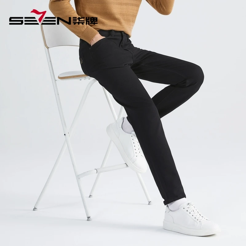 【柒先生商务系列】柒牌男装暖氧吧牛仔裤男秋冬厚款裤子123H70780