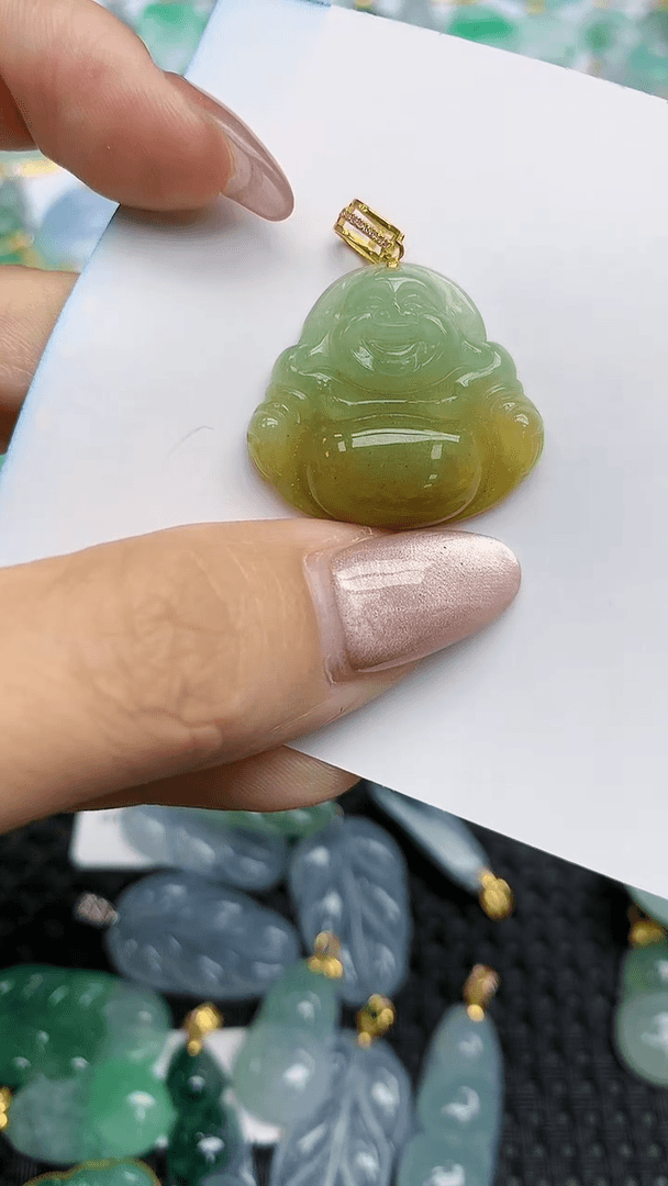 【闪购商品】翡翠颈饰18K金镶嵌天然翡翠A货，93