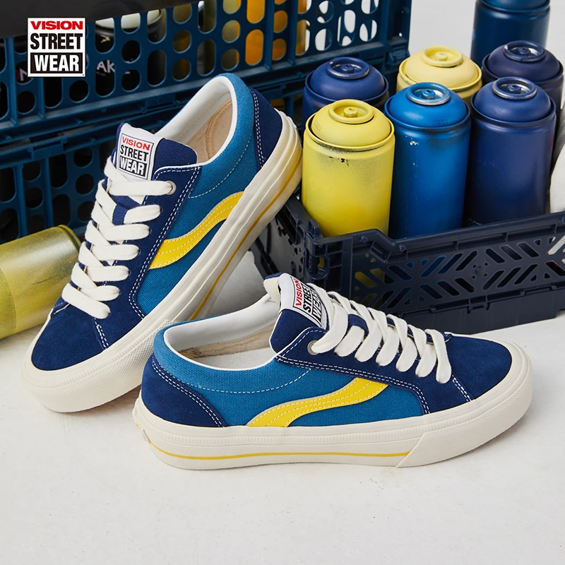 VISIONxOdd复古克莱因蓝低帮街头运动板鞋帆布鞋男士女士百搭休闲
