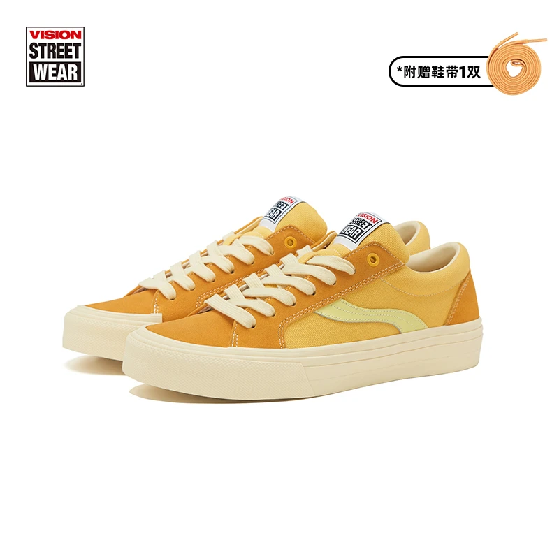 VISIONxOdd Astley Pro落日黄低帮反毛皮帆布鞋运动滑板鞋男女