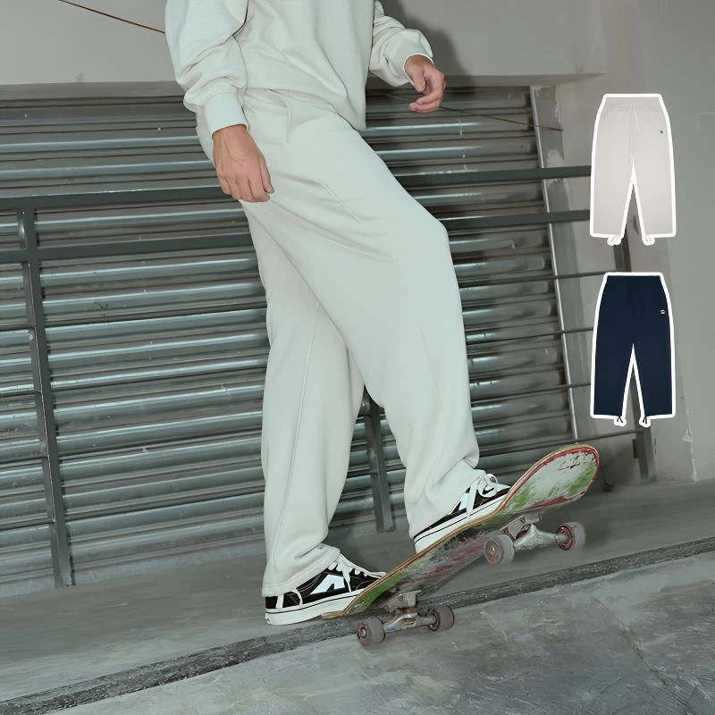 VISION美式潮流街头针织宽松抽绳男秋冬裤子舒适保暖休闲裤纯色