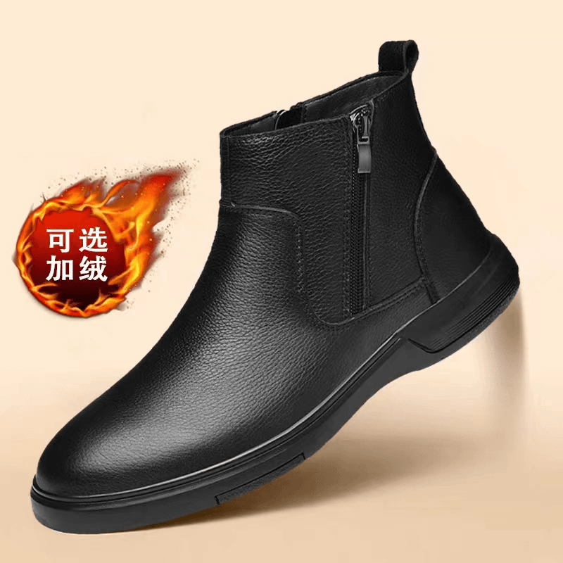 【新款】加绒高帮英伦风切尔西靴