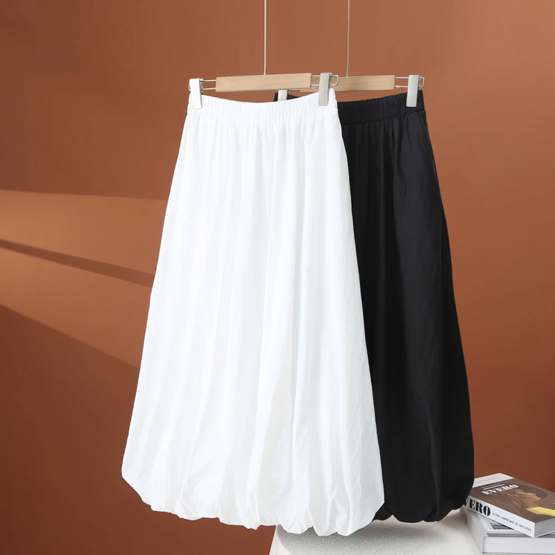 遮肚子藏肉白色半身裙女款爆款2024夏季新款a字裙中长款显瘦裙子