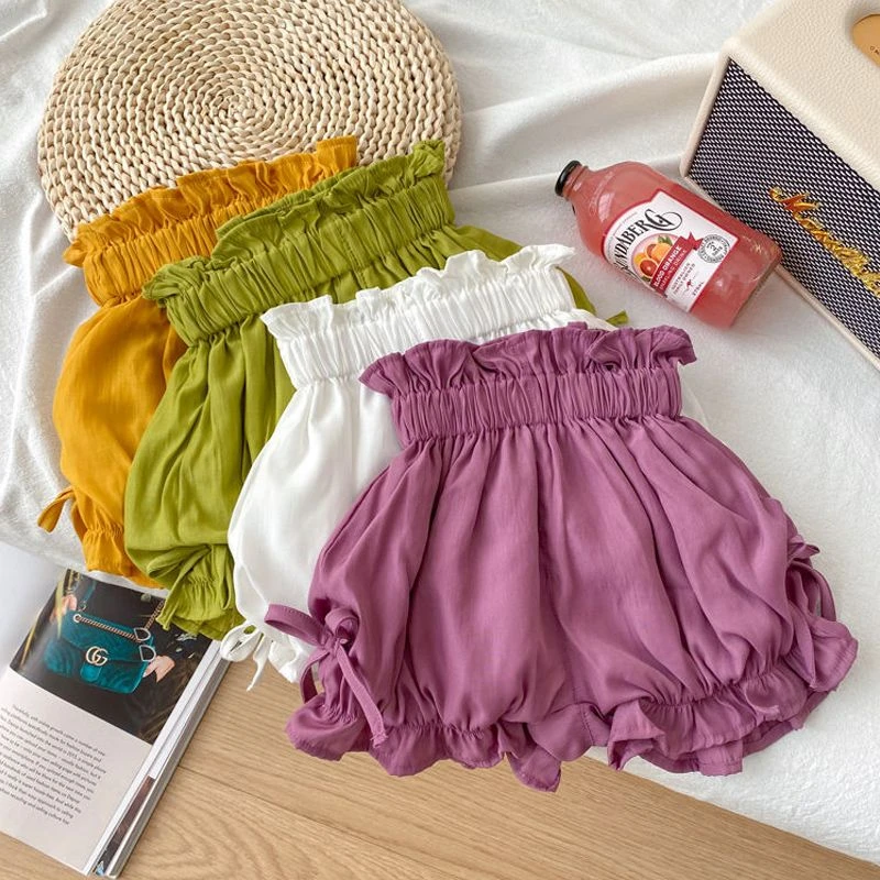 女童短裤夏季2025新款小儿童洋气花苞裤婴儿外穿夏天宝宝薄款裤子