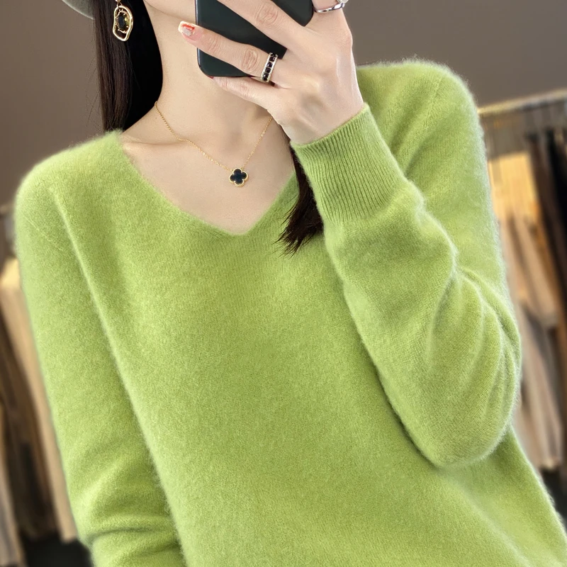 一线成衣~100%纯山羊绒衫女V领宽松休闲气质百搭针织打底衫DMR201