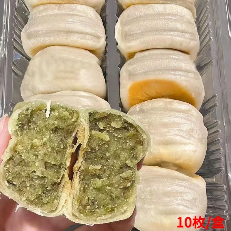 绿豆冰皮传统糕点早餐老式绿豆饼下午茶点小吃零食食品