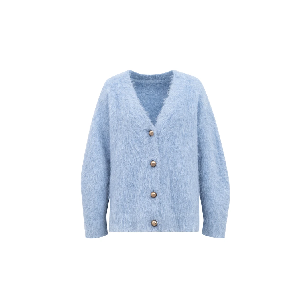 【SURI羊驼】1/5.5NmCHAO级羊驼长绒毛V领外套W24AF9016