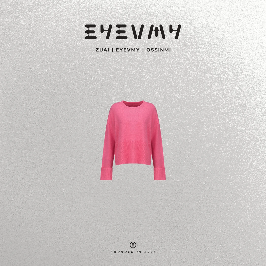 【全羊毛落肩翻袖衫】300g圆领套头收腰设计绵柔针织衫WT44FYQ037