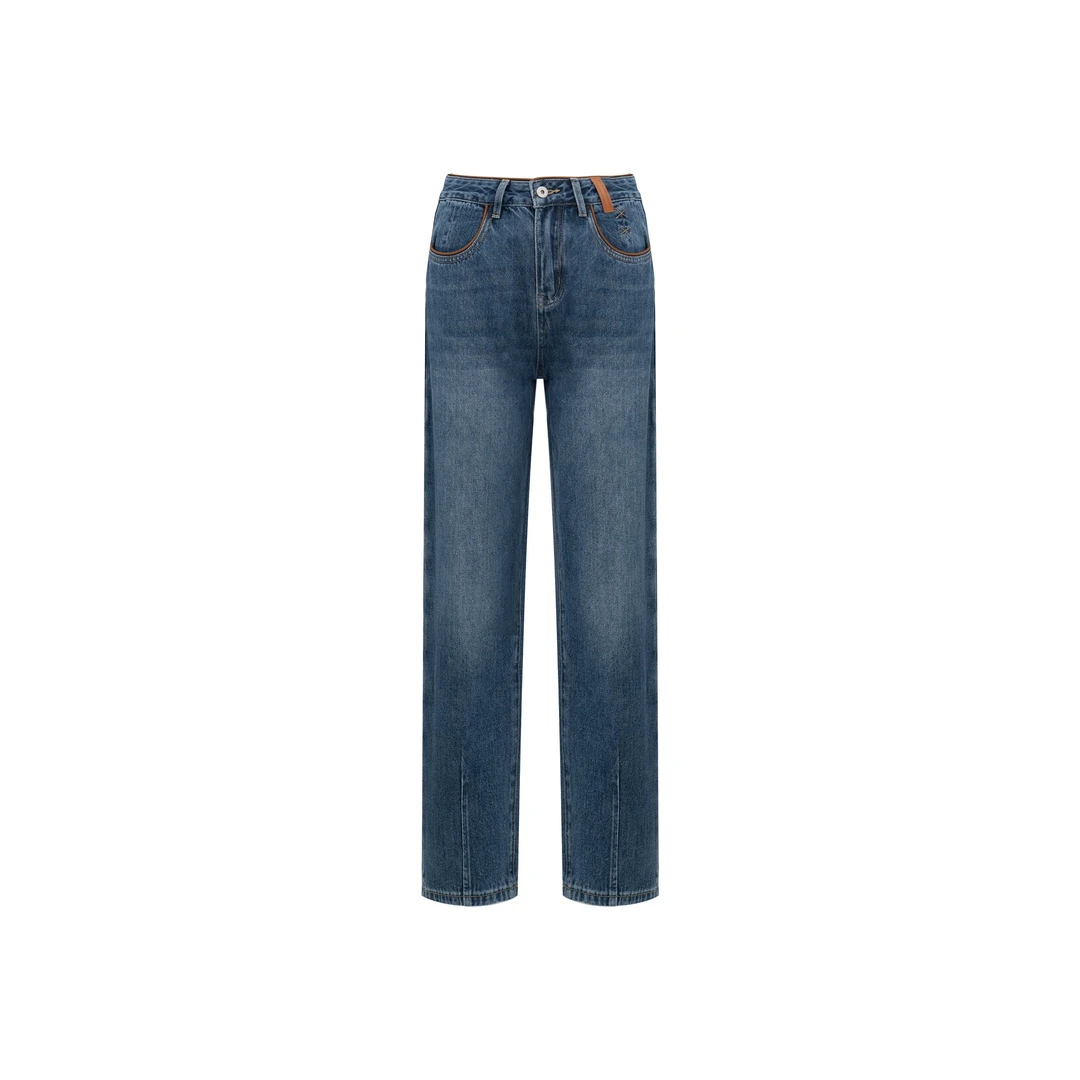 【各种腿型收割机的牛仔裤】设计复古高腰锥形全棉牛仔W23CT230