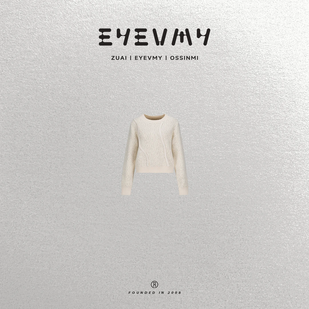 【暖杏麻花温暖针织衫】650克加厚芝麻底色套头圆领毛衣WT44FFU020