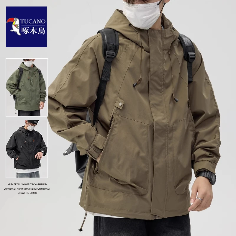 啄木鸟软壳冲锋外套秋冬季加棉上衣户外防风防水男士夹克登山服