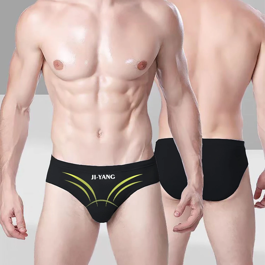 新款男士三角泳裤速干时尚防走光印花竞速大码专业游泳衣三角裤男