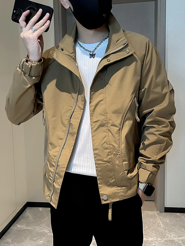 潮牌痞帅外套男春秋款潮流提花夹克2024新款男士高级感春装上衣