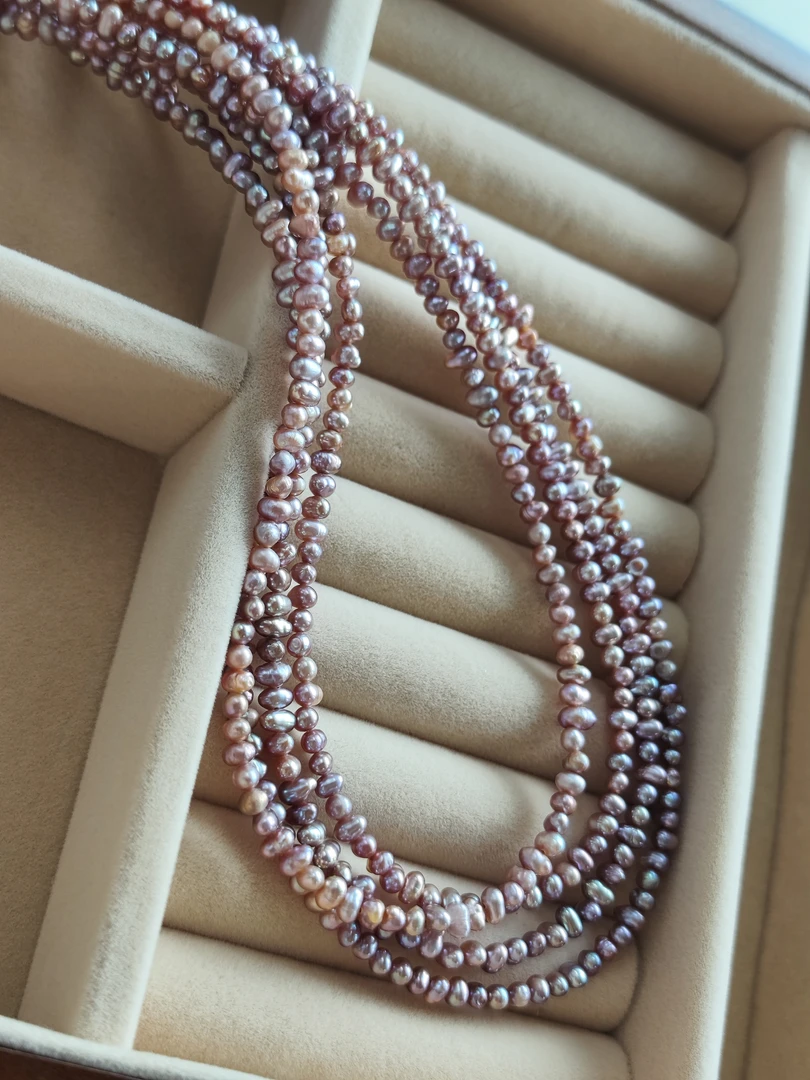 坠链均925银仿珍珠 紫色3.5mm不规则项链925银