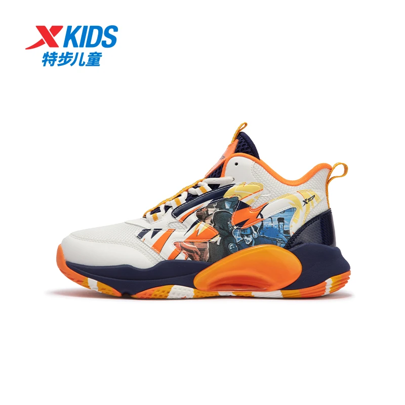 特步儿童夏季网面篮球鞋中大童减震防滑透气运动鞋676115129205