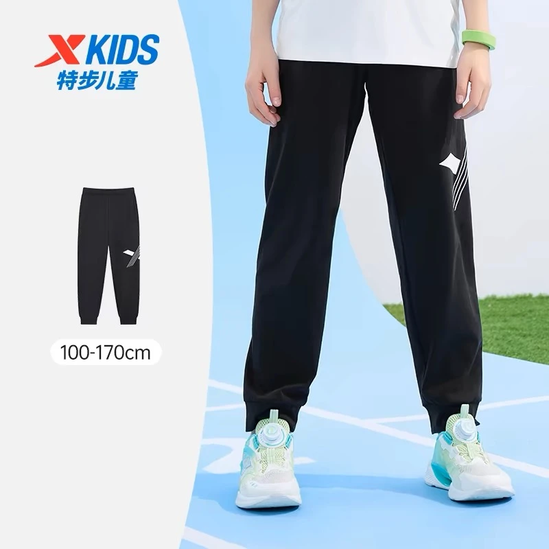 夏季大字母长裤 特步儿童中大童满分棉大字母针织长裤
