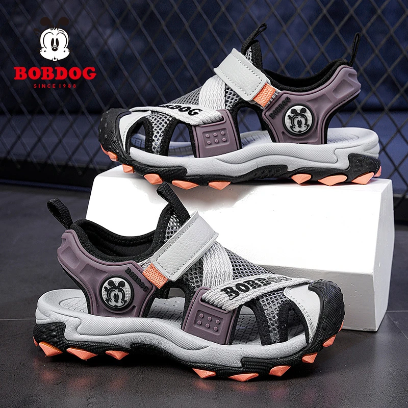 巴布豆男童夏季户外运动包头凉鞋软底透气中小童男孩潮流休闲凉鞋