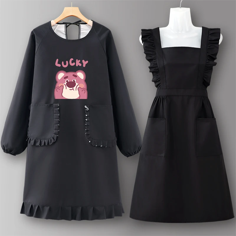 围裙长袖防水防油罩衣厨房家用2025新款网红厨房背带日式防油厨房