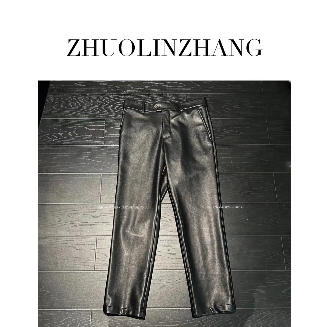 福利.       高定黑标系列蛋白质气质高级感西裤雅痞男士轻奢皮裤