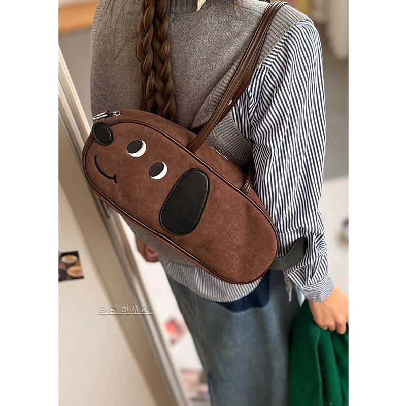 XI DAI·复古通勤法棍包包女2024新款秋季单肩包卡通腊肠狗斜挎包