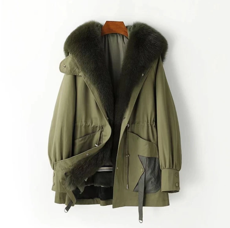 【出水芙蓉】休闲新款派克时尚女装冬季女士可拆卸休闲保暖