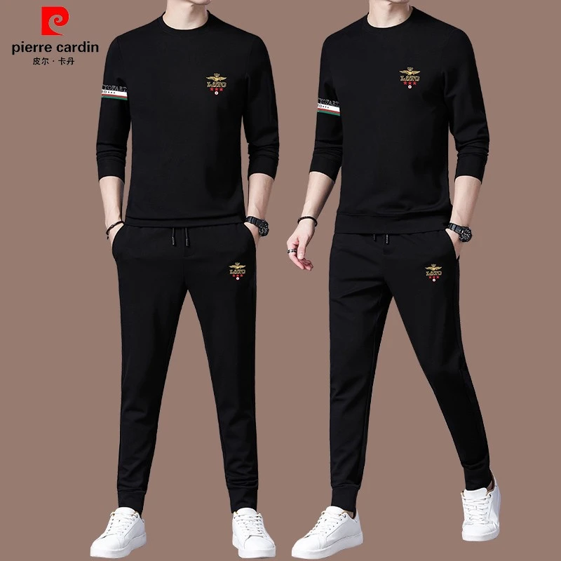 皮尔卡丹男士卫衣休闲裤运动服套装潮流春秋季跑步长袖长裤两件套