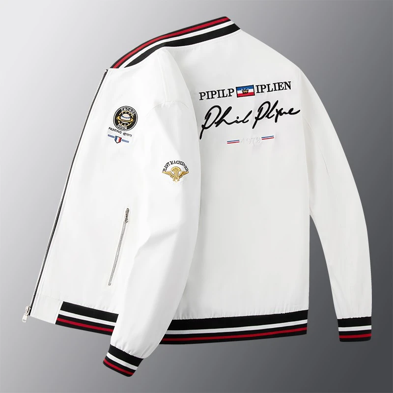 皮尔卡丹立领春秋季时尚棒球服外套男美式休闲帅气潮流百搭男士 。