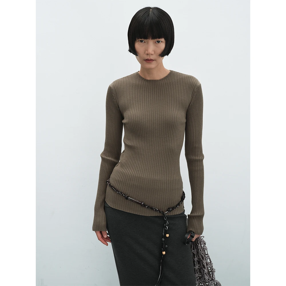 RandomPiece24新品  圆领可机洗美丽诺羊毛针织衫自发热打底衫