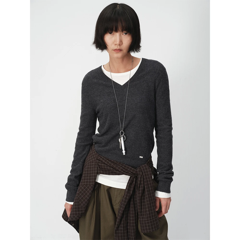 RandomPiece24新品 澳洲美丽诺羊毛 V领合身版型针织衫