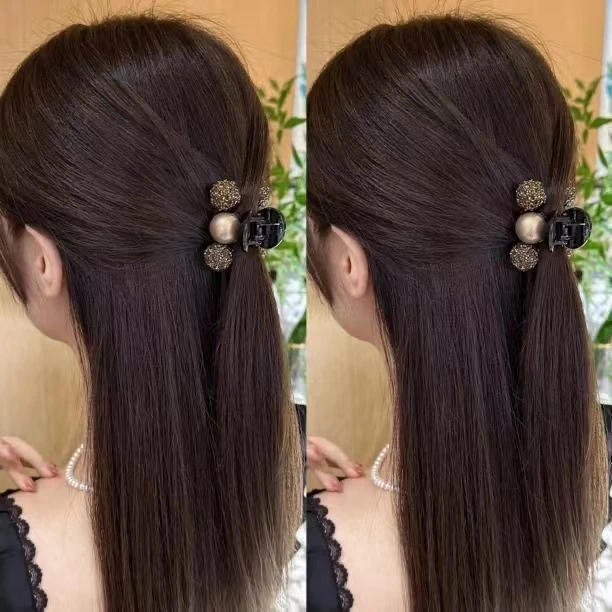 复古水钻小抓夹女2023新款刘海固定发夹高马尾发女款复古高马尾