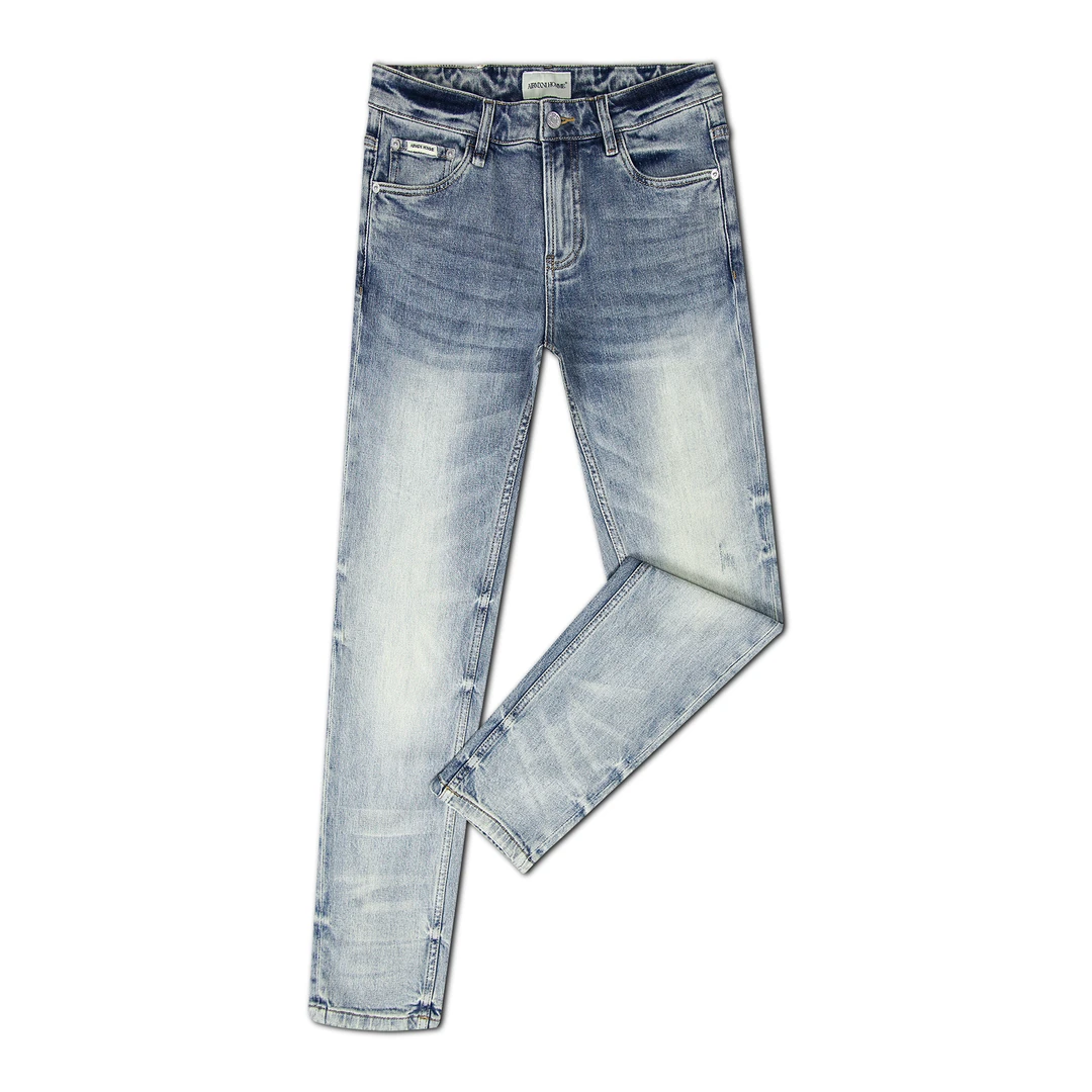 高端男士牛仔裤2025潮款蓝色休闲简约时尚百搭水洗长裤AH23A01201