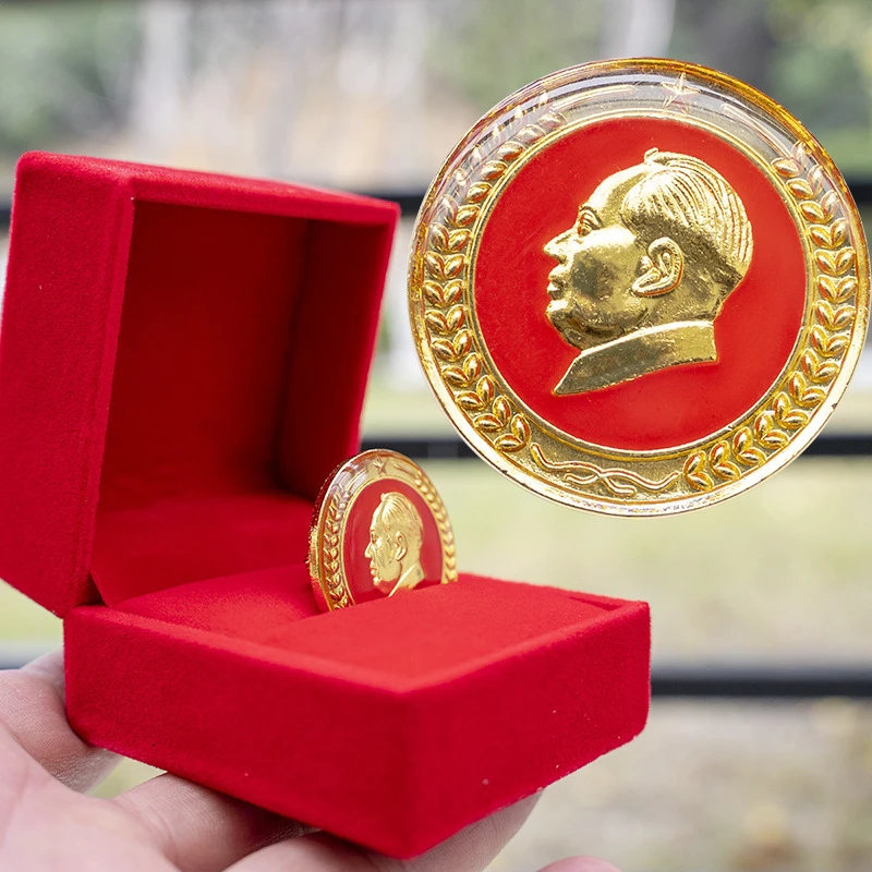 毛主席胸针毛泽东像章饰品徽章纪念金色男士仿古镶嵌/非摆件