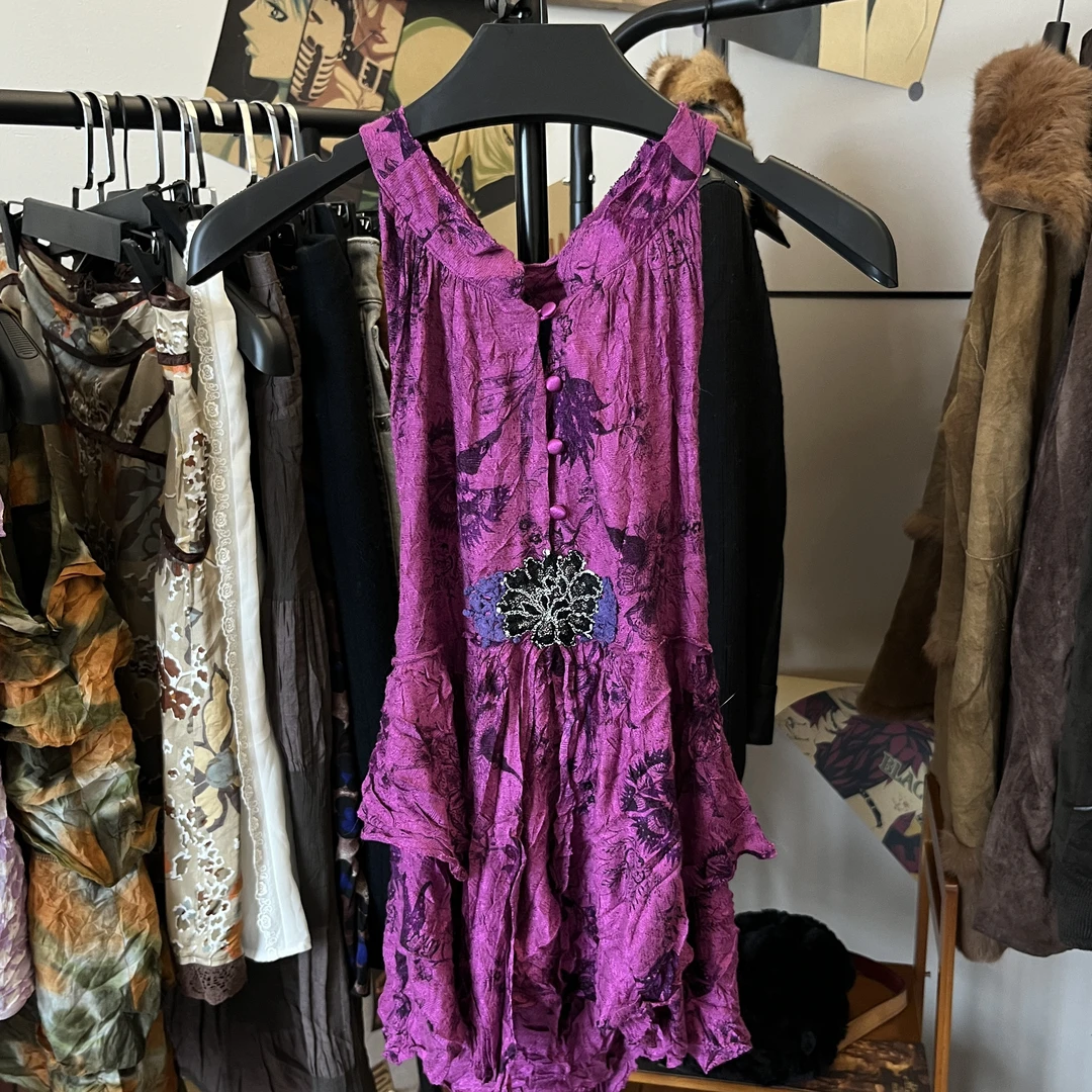 抚野古着vintage欧日制重工网纱裙y2k拼接