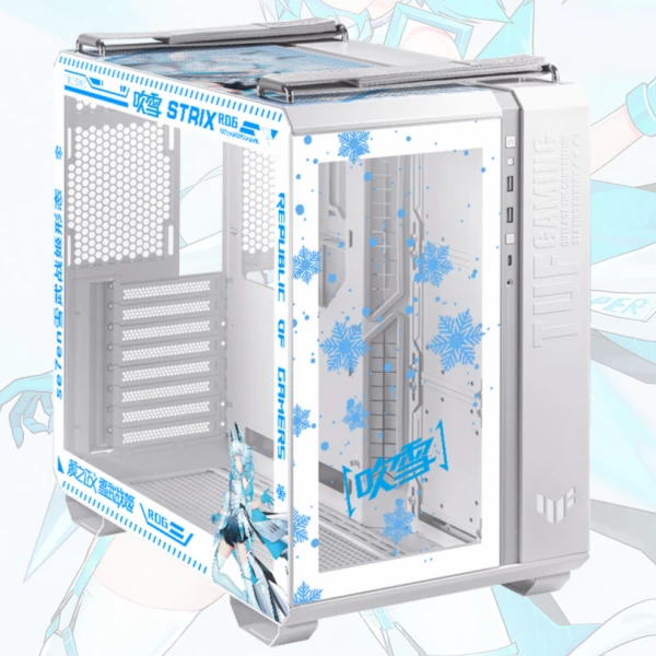 [502海景房台式机箱定制]tuf502 黑色 白色 主题机箱UV打印+灯板