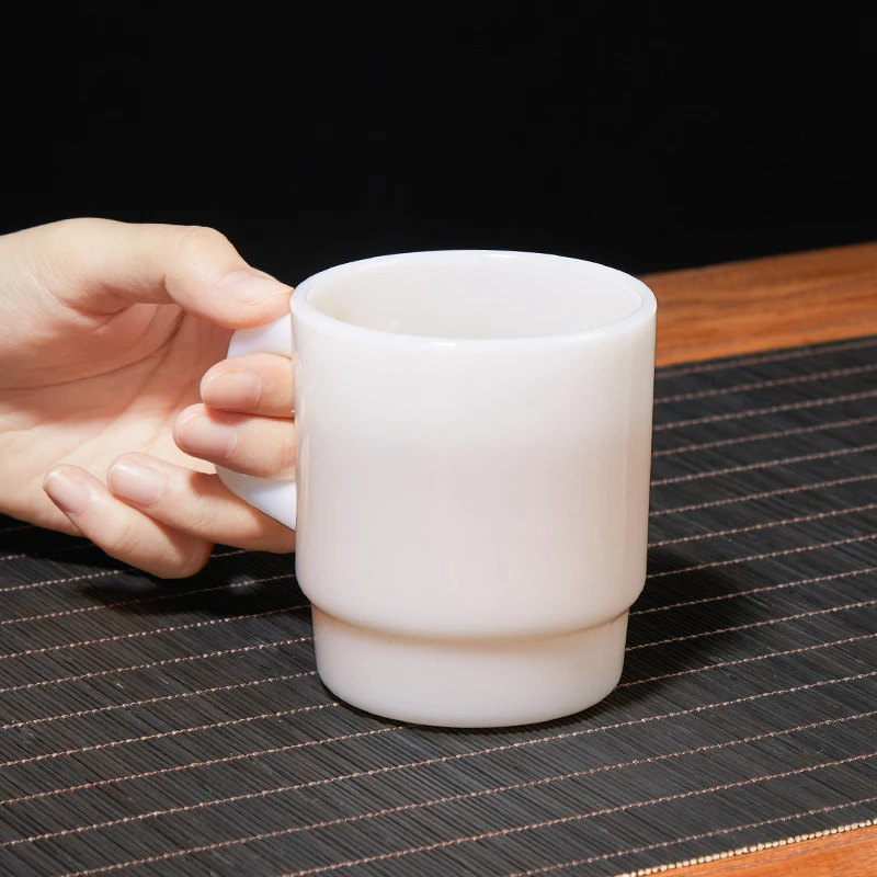 琉璃淡粉色办公杯简约创意个人专用主人杯家用办公室马克杯喝水杯