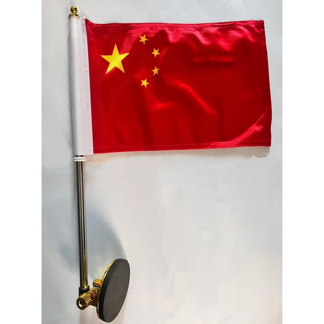 车载磁铁红旗国旗车头磁铁不锈钢旗杆可旋转免钉婚庆节庆装饰旗杆