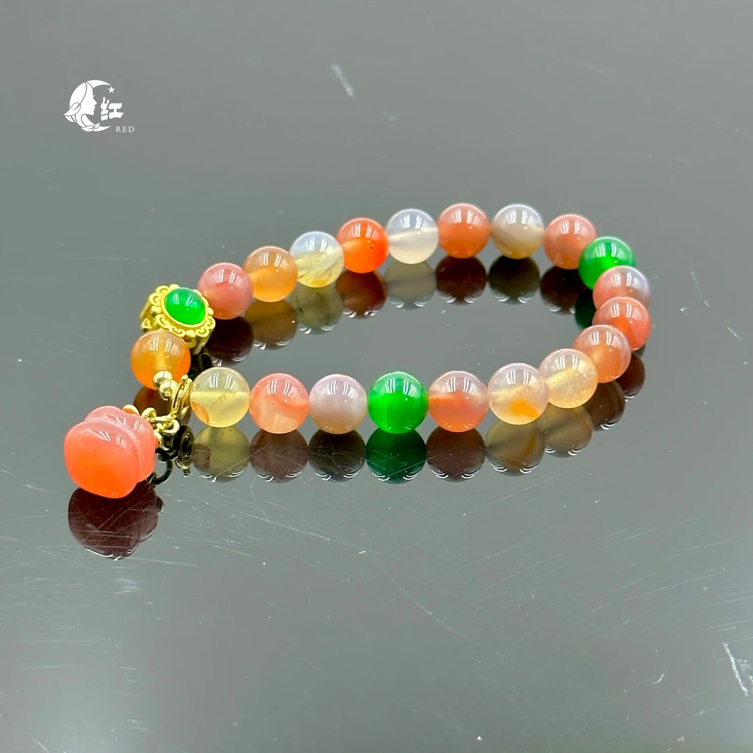 柿柿如意夏日清新盐源玛瑙柿子吊坠手链送女友手串礼物1548