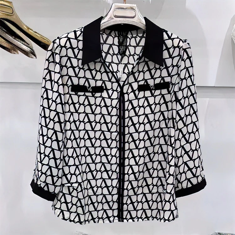 A127 2025气质长袖时尚潮流春季百搭衬衫翻领显瘦23C009款