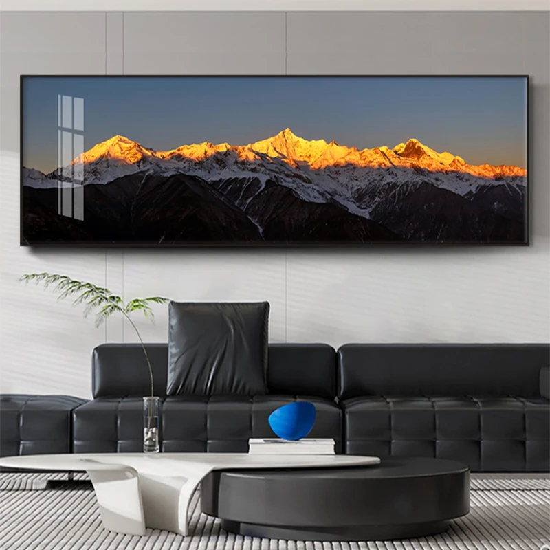 日照金山办公室风景挂画背靠金山装饰画现代客厅挂画巨幅大尺寸