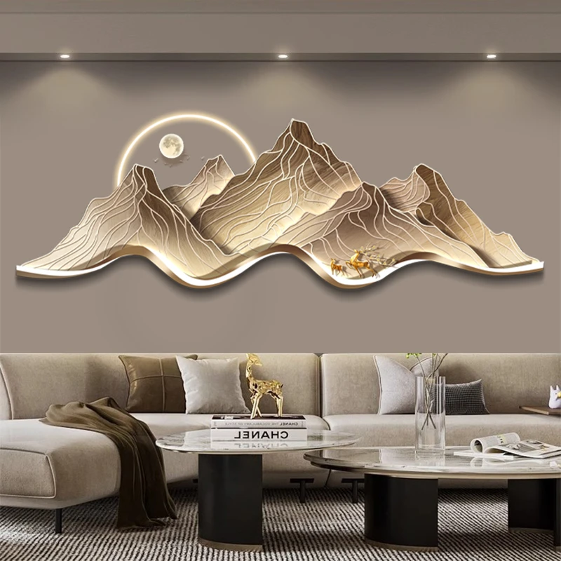 现代轻奢背有靠山大气客厅装饰画山水墙壁画沙发背景墙挂画