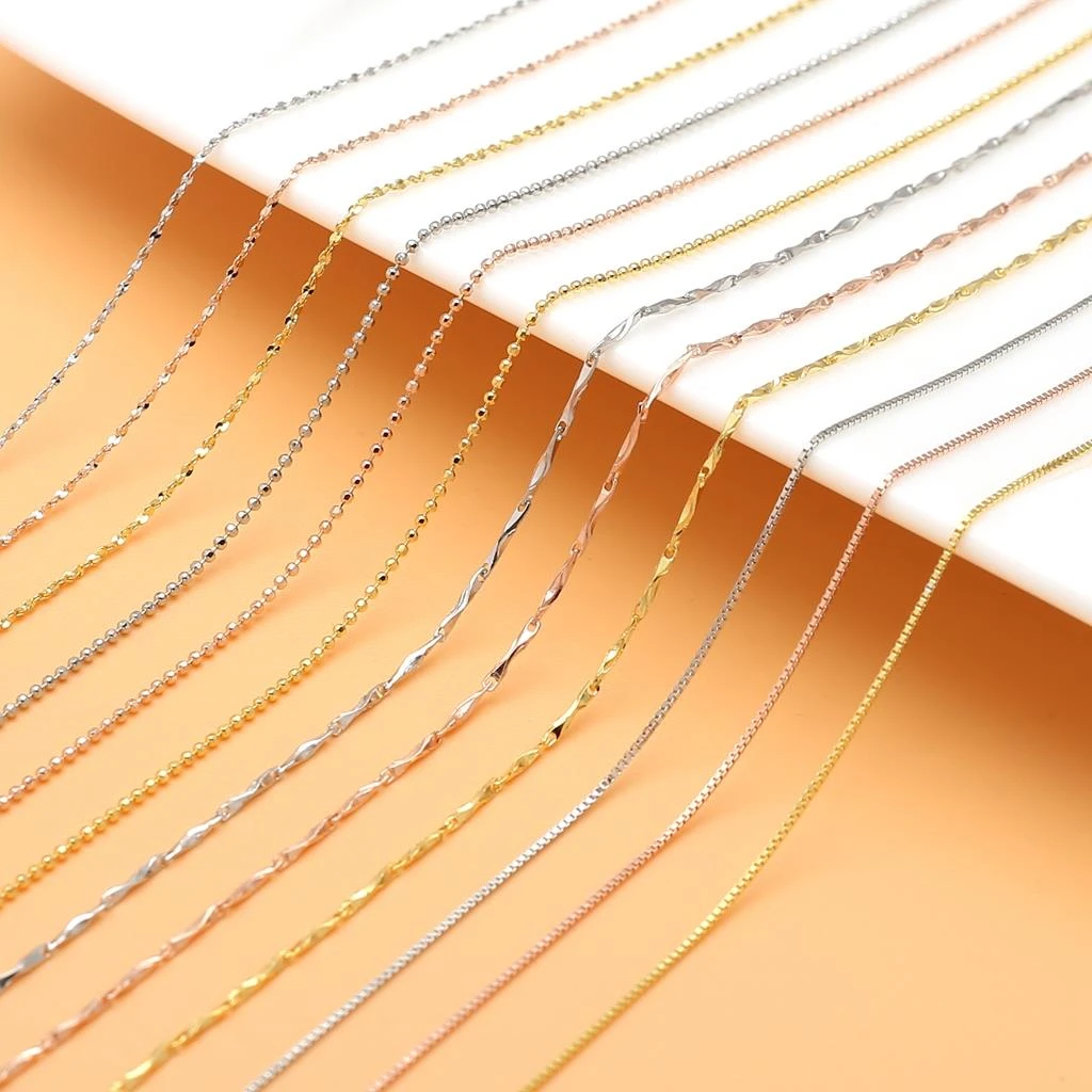 链子925银 S925纯银项链diy镀18K金蛇骨链裸链盒子链满天星银素链