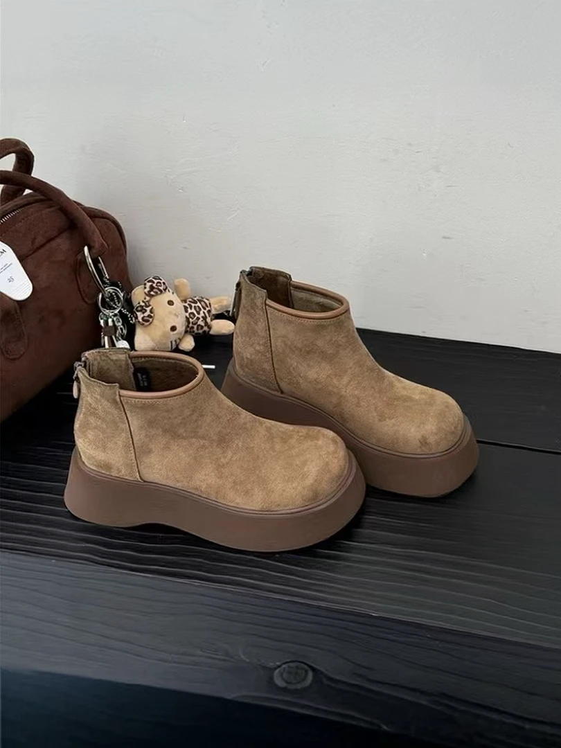 范范家【切尔西】女士冬季英伦风加绒厚底舒适马丁靴211