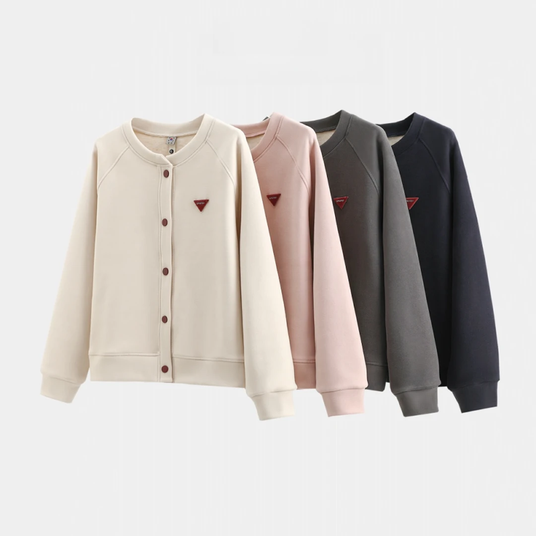 范范家【绵羊毛】韩系冬季桑蚕丝加绒加厚400克防风开衫外套5030