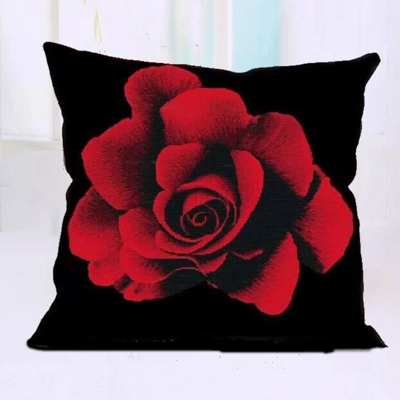十字绣抱枕国色天香diy手工自己绣玫瑰花国潮刺绣枕套靠枕三笙有
