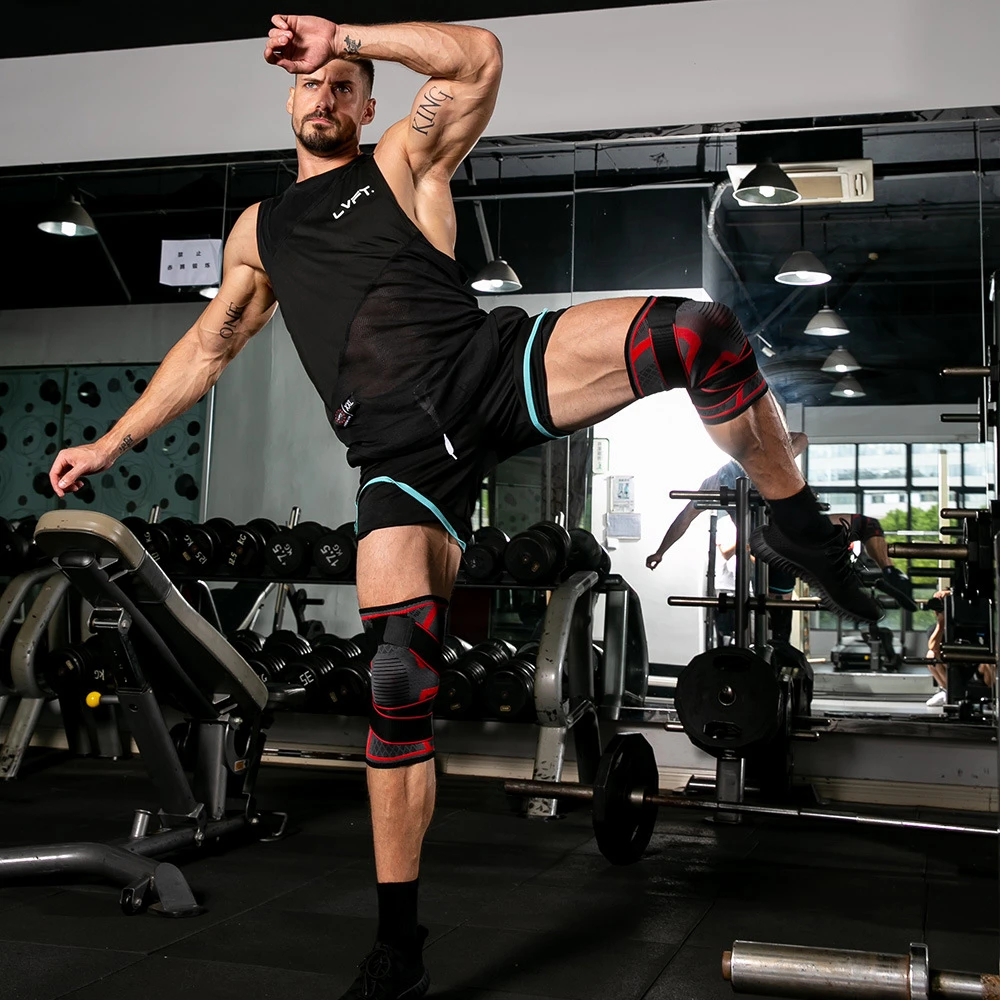 新款加压带针织运动护膝羽毛球网球跑步健身护膝户外登山护膝爆款