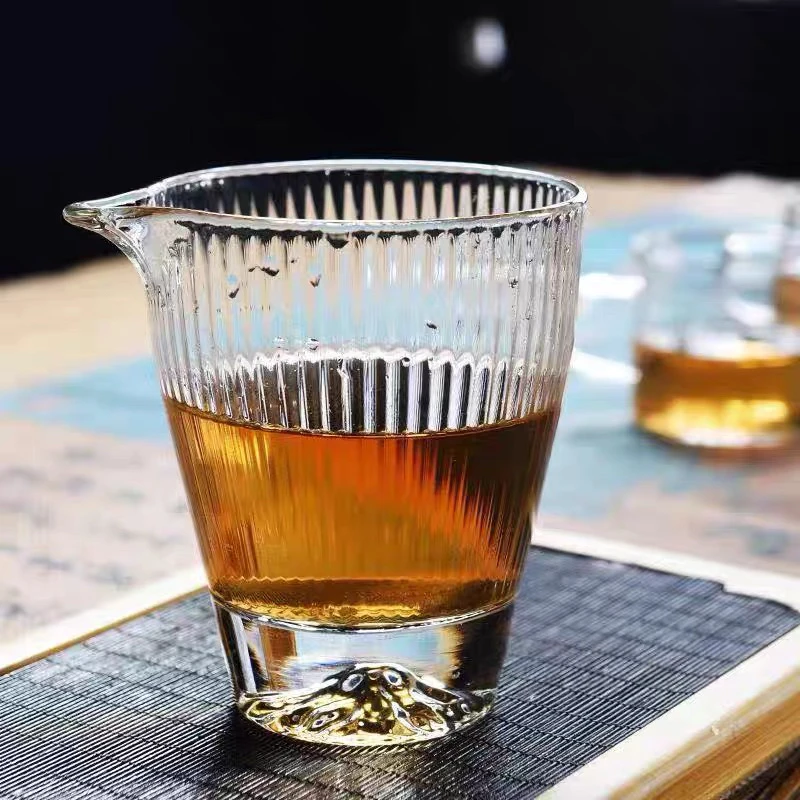 玻璃创意远山公道杯竖纹家用条纹加厚单个茶海分茶器